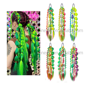 Ragazze per bambini trecce in fibra sintetica per capelli Bubble code di cavallo extension Festival colorato intrecciando i capelli con Mini luce a Led - Product Image 5