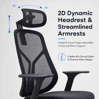 Chaise de bureau ergonomique à dossier moyen en maille, chaise de travail avec appui-tête 2D, mousse de densité 40, chaises pivotantes pour bureau à domicile