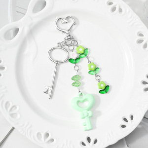 신선한 마카롱 색상의 엮은 로프 리본 복숭아 나비 키체인 테디베어 별 가방 펜던트 - Product Image 3