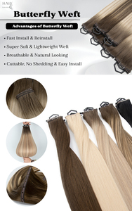 Extensiones de Cabello Humano 100% Virgen, Cabello Virgen Atado a Mano con Puntas Completas, Color Rubio Claro, Trama XO, Trama Butterfly Genius - Product Image 2