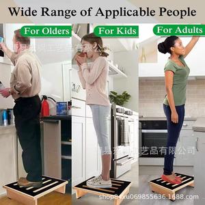 Wooden Footstool 15 3/4 x 12 5/8 Inches Wider Surface Multi-Purpose <b>Bathroom</b> Toilet Step <b>Stool</b> Non-Slip Stable Design - Product Image 4