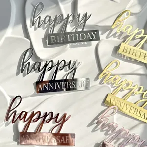 Großhandel Acryl Cake Topper Alles Gute zum Geburtstag Jubiläum Kuchen Dekoration Topper - Product Image 6