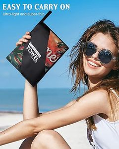 Telo Mare <span class=keywords><strong>in</strong></span> Microfibra con Stampa Tramonto su Foglie di Palma, Oversize, Anti-Sabbia, Asciugatura Rapida, per Piscina, Viaggi, Vacanze, Personalizzabile con Logo - Product Image 6