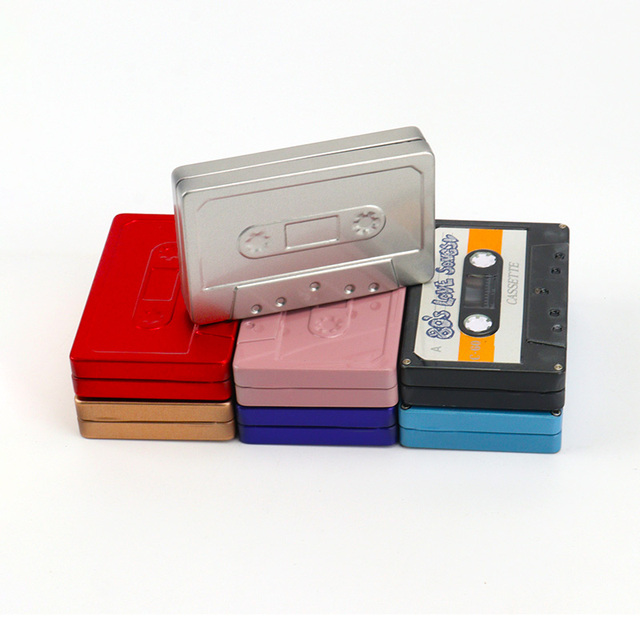 RTS Pure Color Cassette Shaped Tin Box Packaged Irregular Rectangular Candy Case Tin Metal Gift Boxes Packing