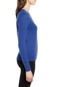 Suéter de punto de manga larga con cuello en V para mujer, Jersey de algodón liso, lana y acrílico, diseño personalizado a la moda, venta al por mayor, 2021 - Product Image 3