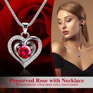 Gift for Mom <strong>Wife</strong> Friend Her Double Door LED Preserved Rose Gift Box with Necklace - Product Image 3