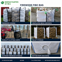 Sac de stockage de bois de chauffage 1000 kg en maille ventilée, sac FIBC géant, direct usine, traité anti-UV, réutilisable, robuste, Saco De Lena