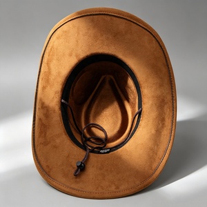 Sombrero de vaquero clásico unisex al por mayor, de tela de gamuza, ala ancha, para exteriores, estilo Fedora, sombrero de vaquero occidental de jazz personalizado unisex - Product Image 4