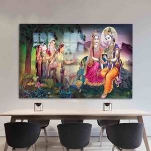 カスタム宗教的な壁の装飾ラダクリシュナ絵画女性有名な強化クリスタル磁器絵画シャインダイヤモンド - Product Image 2
