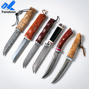 <span class=keywords><strong>Couteau</strong></span> à lame fixe en acier Damas avec étui et boîte cadeau, idéal pour offrir, collectionner, chasser, camper, faire de la randonnée et pêcher - Product Image 1