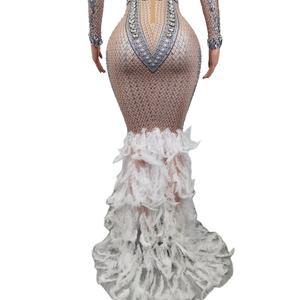 Diamante Formal boda invitados vestidos de noche señora Sexy pluma cena graduación sirena <span class=keywords><strong>Vestido</strong></span> Mujer noche fiesta <span class=keywords><strong>vestido</strong></span> - Product Image 6