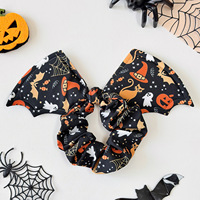 2026 Chouchous à cheveux pour femmes, motif toile d'araignée citrouille avec aile, décoration pour queue de cheval d'Halloween
