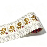 Étiquettes de vin personnalisées en feuille d'or avec motif dragon, autocollants imperméables en vinyle pour bouteilles de boissons avec logo privé, vente en gros