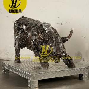 Décoration d'art animalier d'extérieur Assemblage de pièces creuses abstraites Sculpture en acier inoxydable de <span class=keywords><strong>bison</strong></span> - Product Image 2