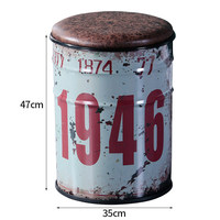 Tabouret de bar vintage en métal industriel, finition thermolaquée, durable, pour extérieur, salon, bar, style garage, chaise Route 66