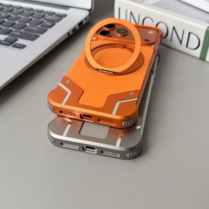 เคสซิลิโคนแบบกำหนดเองพร้อมแผ่นแม่เหล็กสำหรับ iPhone 18 17 14 15 16 Pro Max พร้อมขาตั้ง โครงอะลูมิเนียมอัลลอยด์แบบไร้ขอบ ป้องกันการกระแทก - Product Image 4