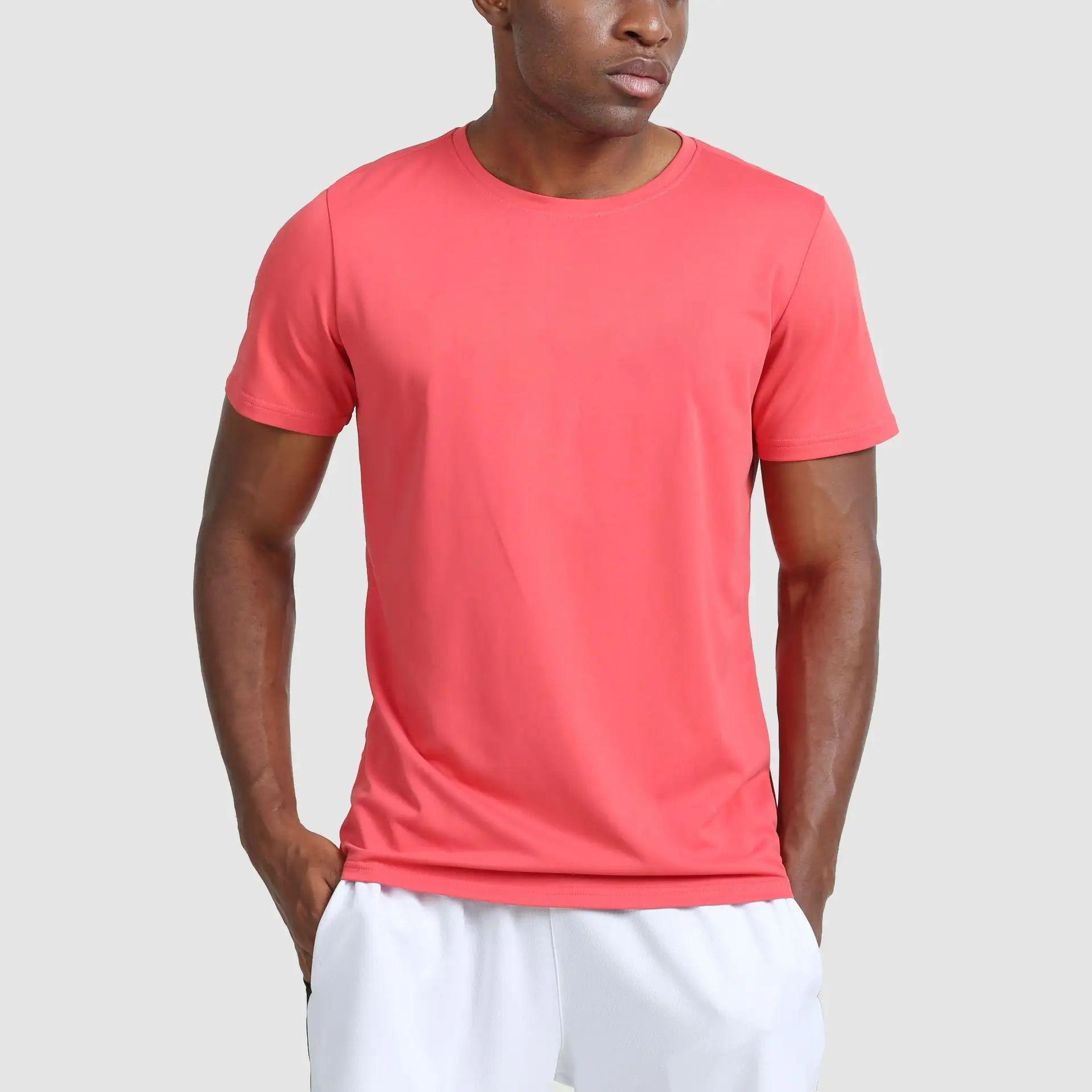Outdoor Solid Color Quick Dry Fitness Sports T Shirt Tops For Men Summer Gym Short Sleeve Running Training Tshirt Tees