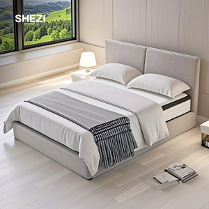 SHEZI di lusso <span class=keywords><strong>letto</strong></span> Queen Size moderna vendita calda su misura <span class=keywords><strong>letto</strong></span> <span class=keywords><strong>matrimoniale</strong></span> morbido imbottito testiera di alta qualità in <span class=keywords><strong>legno</strong></span> massiccio per - Product Image 1