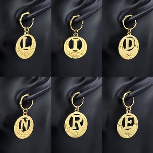 JXX <b>Fashion</b> <b>Drop</b> <b>Earring</b> 24K Gold Plated <b>Earring</b> Custom Wholesale High Quality Supplier Kiribati Letter Charm Dangle <b>Earring</b> - Product Image 4