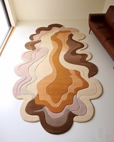 Psychedelic Irregular Shaped Tufted Handmade Area Custom Teppich Teppich für Home Wool Modern Washable Carpet Medium Pile