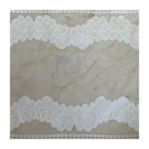Lace Border 4 Way Stretch Fabric Nylon Spandex Plain Fabric Mesh Tulle Fabric