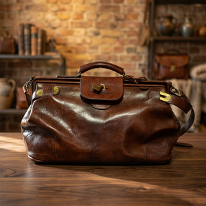Bolso de Mano de Viaje Funcional y Elegante para Mujer, Color Marrón, de Piel de Becerro Premium, con Cierre, Forma de Cubo, Placa Dorada, Tienda Biyadina - Product Image 3