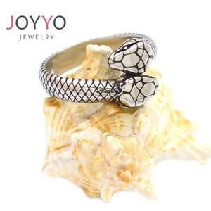 24K oro reale placcato No dissolvenza Punk antico anello di serpente regolabile in acciaio inox soldato moda uomo donne gioielli anello - Product Image 3