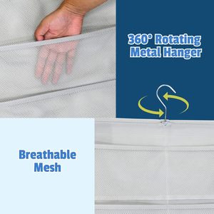 Organizador de armario colgante de doble cara con 24 bolsillos de malla para sujetadores y ropa interior, con colgador giratorio, gris, para colocar detrás de puertas o en paredes - Product Image 3