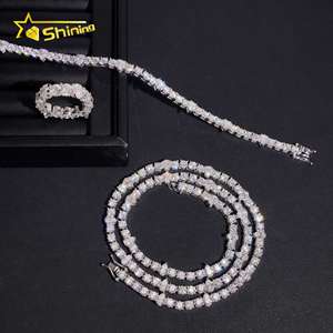 <span class=keywords><strong>Set</strong></span> di Gioielli Trendy per Donna in <span class=keywords><strong>Argento</strong></span> Sterling 925 con Moissanite VVS, Anello, Bracciale e Collana Certificati GRA - Product Image 4