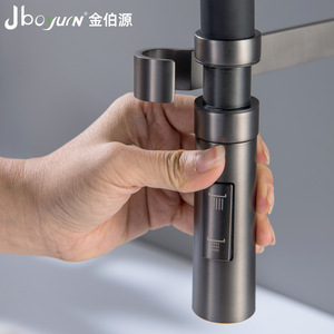 Jboyurn Kitchen Faucet 304 Stainless Steel Single Handle 360 Degree Rotate Modern Deck Mounted Water Tap - Product Image 4