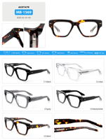 Fabricants Vente en gros Épaisseur de lunettes en acétate Montures de lunettes pour lunettes Montures de lunettes optiques en acétate pur