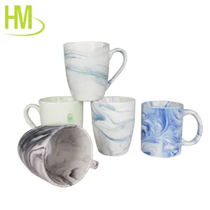 Wholesale Factory Supply Modern Cloud Marble Coffee Mug Restaurant Custom Logo Coffee Shop Ceramic Porcelain Coffee Mugs