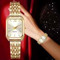 Montres à quartz élégantes pour femmes LP82, avec charme en diamant incrusté, ensemble cadeau pour femmes en 4 pièces avec cadran carré classique et simple