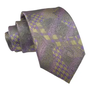 עניבה עסקית מיקרו סיבים דפוס גיאומטרי גברים אקארד ארוג פוליאסטר פרחוני עניבה