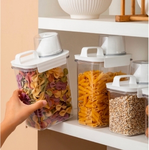 Juego de Recipientes para Almacenar Cereales de Cocina, Recipientes para Organizar Alimentos con Taza Medidora para Harina, Azúcar, Granos, Arroz a Granel - Product Image 1