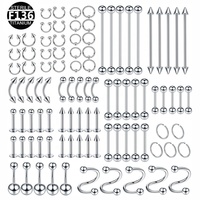 Ensemble de Piercings Corporels en Titane ASTM F136 14G 16G 20G Plaqué Or, Anneau de Nez, Labret, Barre de Langue, Anneaux de Nombril, Bijoux de Mode
