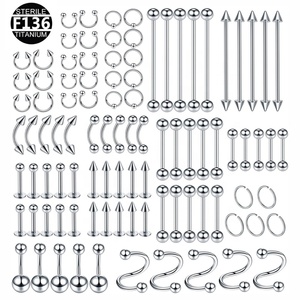 Ensemble de Piercings Corporels en Titane ASTM F136 14G 16G 20G Plaqué <span class=keywords><strong>Or</strong></span>, Anneau de Nez, Labret, Barre de Langue, Anneaux de <span class=keywords><strong>Nombril</strong></span>, Bijoux de Mode - Product Image 1