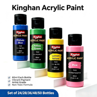 Kinghan 50 Farben 60ml Acrylfarben-Set in Farbbox für Leinwand/Papier/Glas/Stein - Professionelle Qualität Lebendige & Reine Farben
