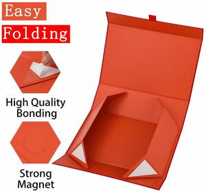 キャンドルやギフト包装用の大型高級長方形折りたたみ式ギフトボックス、赤色のマグネット開閉式蓋、丈夫な厚紙製 - Product Image 4