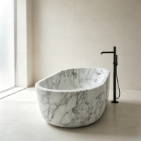 Baignoire autoportante en marbre blanc naturel, forme irrégulière, en pierre massif, pour villa de luxe, hôtel, salle de bain, baignoire en marbre