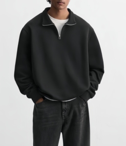 Logo personalizzato tessuto di <span class=keywords><strong>cotone</strong></span> organico <span class=keywords><strong>felpa</strong></span> con cappuccio tinta unita Casual sottile taglio quarto di cerniera <span class=keywords><strong>felpa</strong></span> stile uomo - Product Image 1