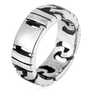 yunnique Men's <b>Titanium</b> Steel <b>Ring</b> Geometric Design Silver Color Fashion Jewelry Gift Occasion - Product Image 1