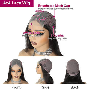 Venta al por mayor 4x4 Cierre de encaje Bob pelucas, la mejor peluca brasileña <span class=keywords><strong>frontal</strong></span> Bob humano pelo, mujeres personalizadas encaje <span class=keywords><strong>frontal</strong></span> humano Peluca de pelo natural - Product Image 5