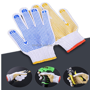 China Großhandels preis Sicherheit/Arbeit/Arbeits handschuh Industrie/Bau/Working Guante PVC Gepunktete/Punkte Baumwolle Strick handschuhe - Product Image 5