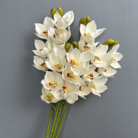 Bouquet de Cymbidium pour la décoration de bureau et de jardin, fleurs artificielles synthétiques personnalisables, décoration de la maison, plantes artificielles