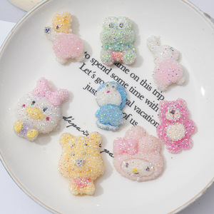 Accessoires de bijoux semi-finis : Élastique à cheveux pour fille avec patch animal de <span class=keywords><strong>dessin</strong></span> <span class=keywords><strong>animé</strong></span> en 3D, accessoires de bricolage - Product Image 1