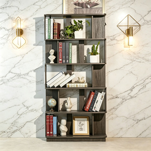 Étagère à livres moderne en MDF brun foncé à 5 niveaux, étagère de rangement ouverte à combinaison libre pour une utilisation intérieure - Product Image 1