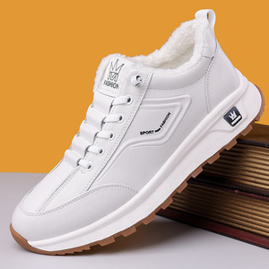 Men Winter <b>Warm</b> Fleece Lined Lace Up Sneakers White Thick Sole Sport Fashion <b>Shoes</b> - Product Image 1