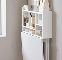 Table pliante murale avec plateau rabattable, bureau flottant à tréteaux, poste de travail informatique avec compartiments de rangement