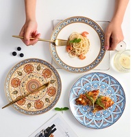 Ensemble d'assiettes à dîner en plastique fantaisie réutilisables en usine, grand plateau de présentation de desserts de 10 pouces et 8 pouces avec conception d'impression personnalisée